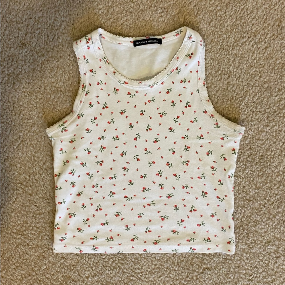 brandy melville floral connor tank top